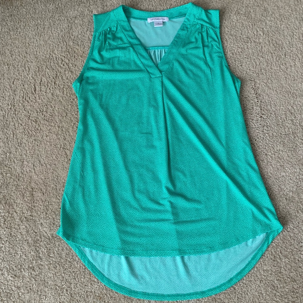 Tiny dots green sleeveless blouse
